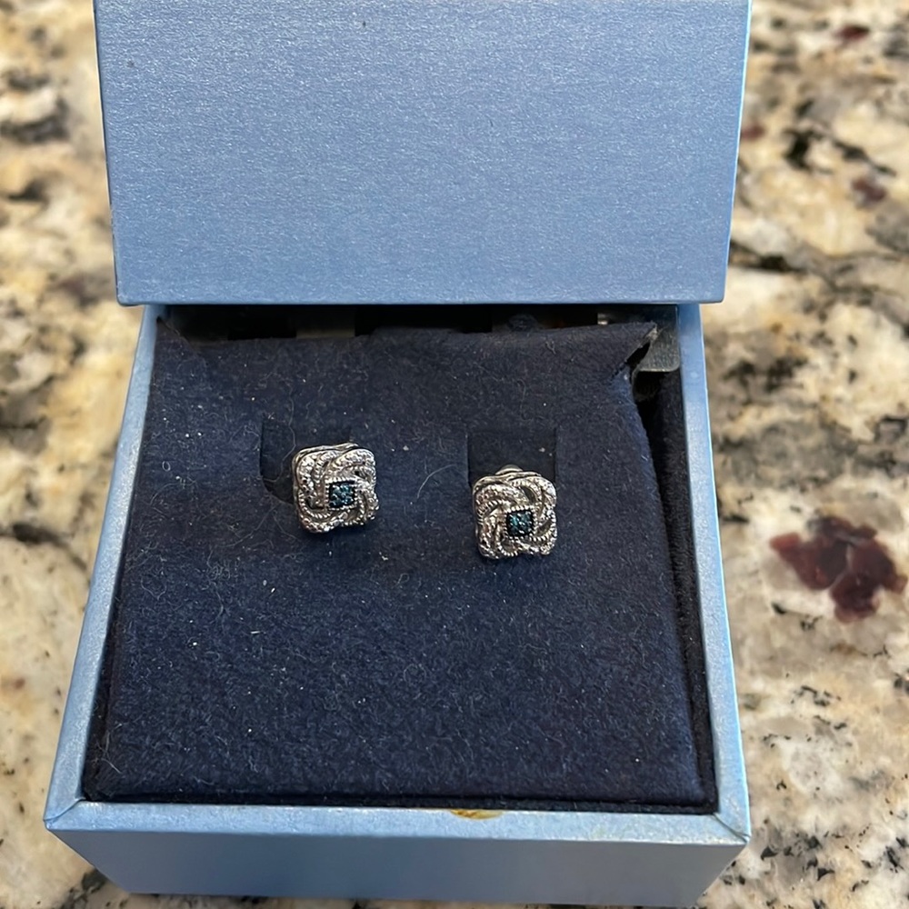 Sterling silver and sapphire earrings